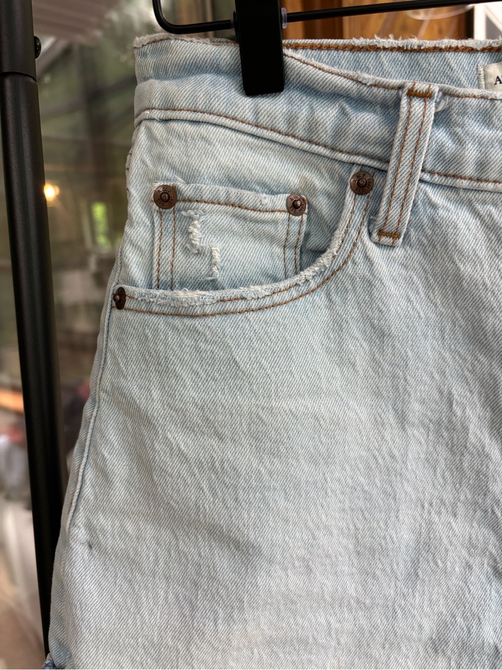 Abercrombie & Fitch Light Wash Rolled Hem Denim Shorts - Picture 2 of 6